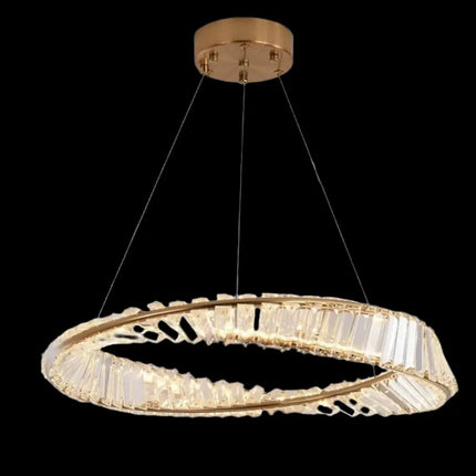Seraphine 30W Remote Control LED Crystal Chandelier with Gold Edging - Home & Garden > Lighting