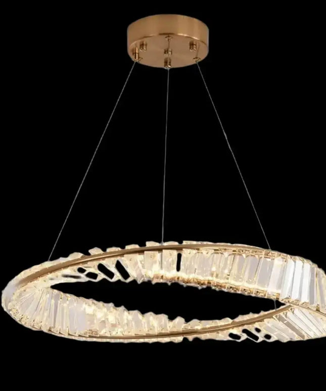 Seraphine 30W Remote Control LED Crystal Chandelier with Gold Edging - Home & Garden > Lighting