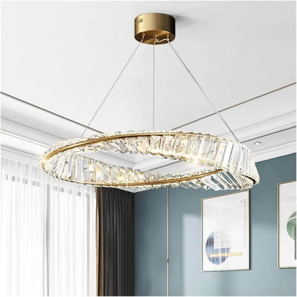 Seraphine 30W Remote Control LED Crystal Chandelier with Gold Edging - Home & Garden > Lighting