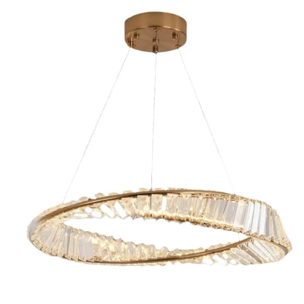 Seraphine 30W Remote Control LED Crystal Chandelier with Gold Edging - Home & Garden > Lighting