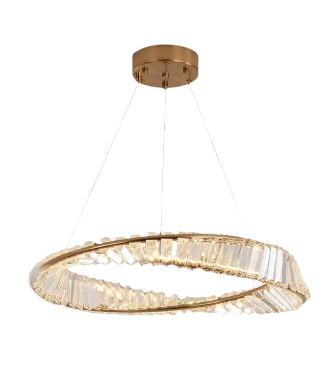 Seraphine 30W Remote Control LED Crystal Chandelier with Gold Edging - Home & Garden > Lighting