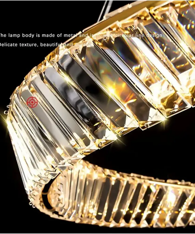 Seraphine 30W Remote Control LED Crystal Chandelier with Gold Edging - Home & Garden > Lighting