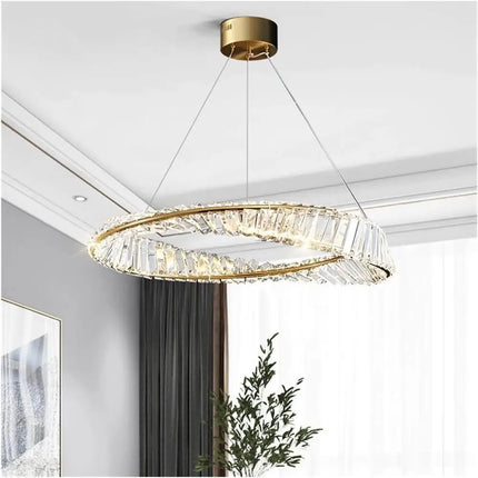 Seraphine 30W Remote Control LED Crystal Chandelier with Gold Edging - Home & Garden > Lighting