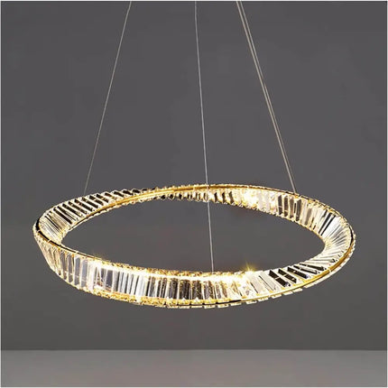 Seraphine 30W Remote Control LED Crystal Chandelier with Gold Edging - Home & Garden > Lighting