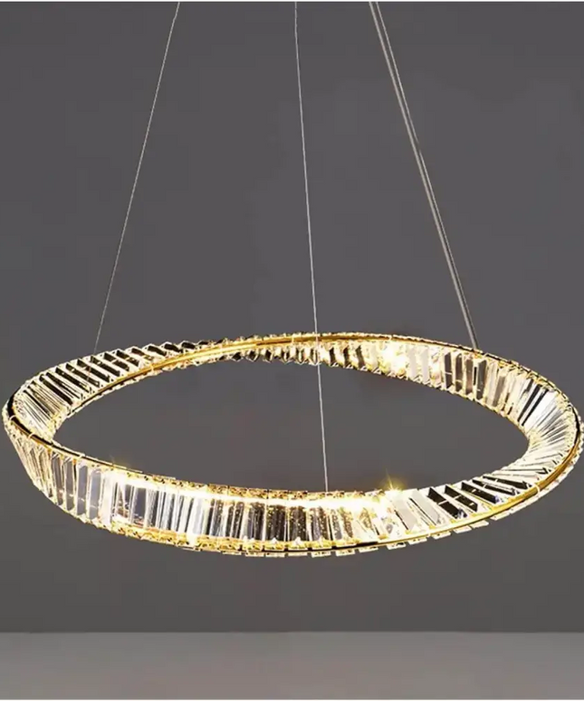 Seraphine 30W Remote Control LED Crystal Chandelier with Gold Edging - Home & Garden > Lighting