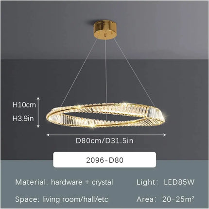 Seraphine 30W Remote Control LED Crystal Chandelier with Gold Edging - Home & Garden > Lighting