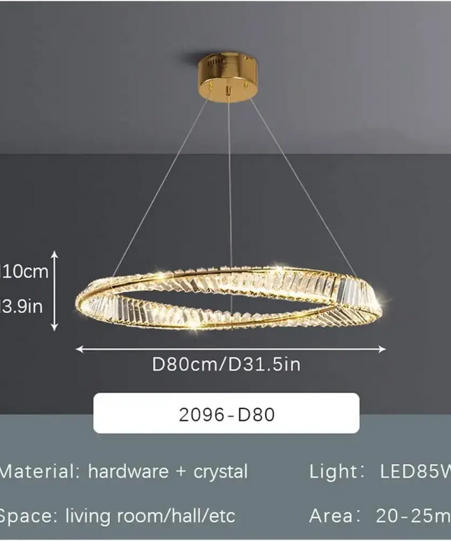 Seraphine 30W Remote Control LED Crystal Chandelier with Gold Edging - Home & Garden > Lighting