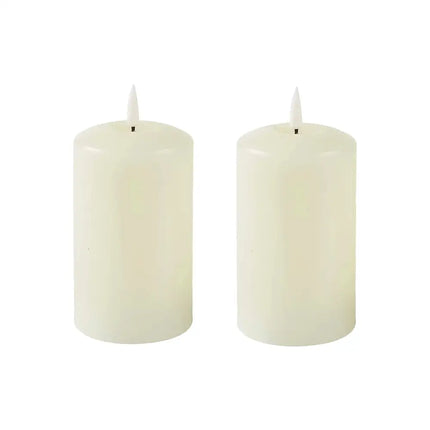 Set of 2 LED Ivory Wax Pillar Candles - 3 Size options-Christmas Table Decoration&Candle-Lexi Lighting