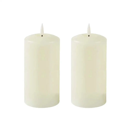 Set of 2 LED Ivory Wax Pillar Candles - 3 Size options-Christmas Table Decoration&Candle-Lexi Lighting