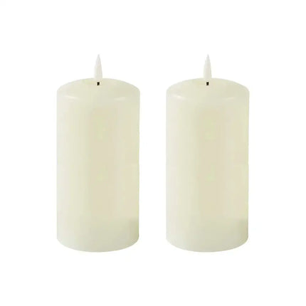 Set of 2 LED Ivory Wax Pillar Candles - 3 Size options-Christmas Table Decoration&Candle-Lexi Lighting
