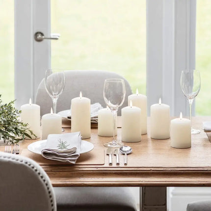 Set of 2 LED Ivory Wax Pillar Candles - 3 Size options-Christmas Table Decoration&Candle-Lexi Lighting