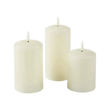 Set of 2 LED Ivory Wax Pillar Candles - 3 Size options-Christmas Table Decoration&Candle-Lexi Lighting