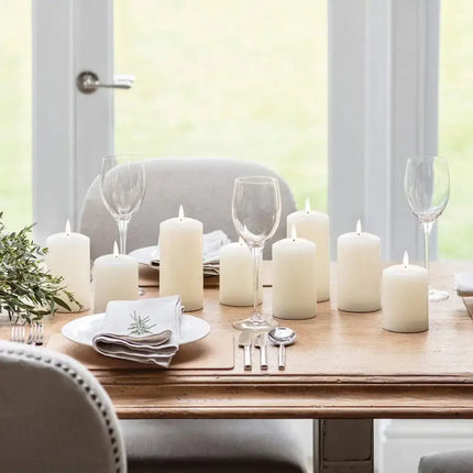 Set of 2 LED Ivory Wax Pillar Candles - 3 Size options-Christmas Table Decoration&Candle-Lexi Lighting