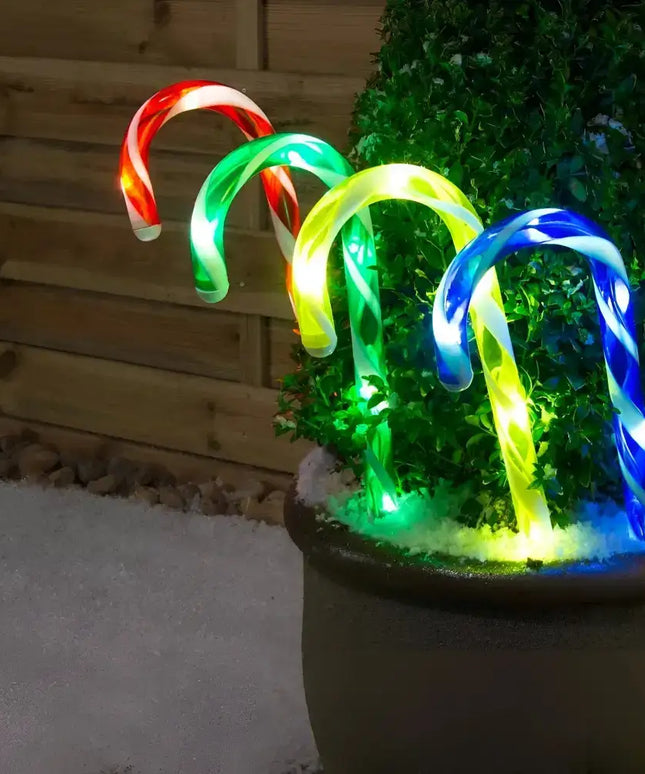 Set of 4 Connectable Candy Cane - 2 Colour Options-Christmas Path Light-Lexi Lighting