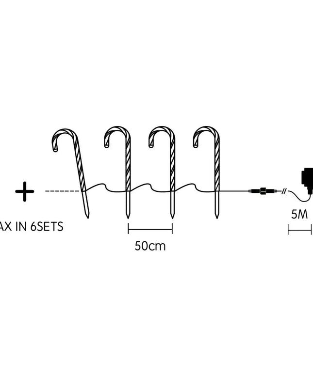 Set of 4 Connectable Candy Cane - 2 Colour Options-Christmas Path Light-Lexi Lighting