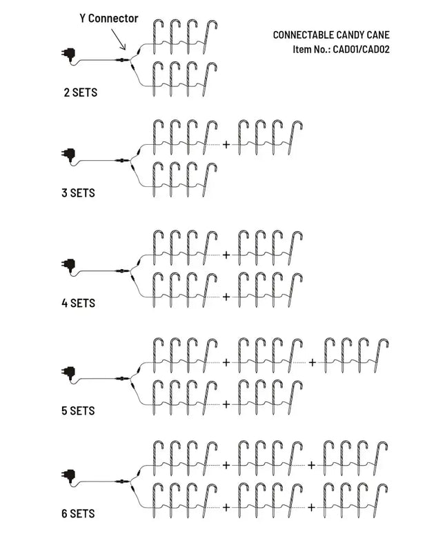 Set of 4 Connectable Candy Cane - 2 Colour Options-Christmas Path Light-Lexi Lighting