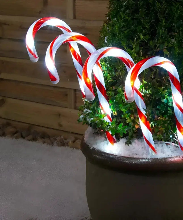 Set of 4 Connectable Candy Cane - 2 Colour Options-Christmas Path Light-Lexi Lighting