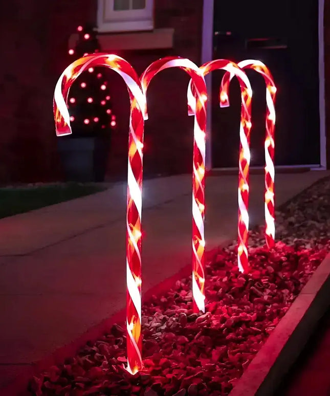 Set of 4 Connectable Candy Cane - 2 Colour Options-Christmas Path Light-Lexi Lighting
