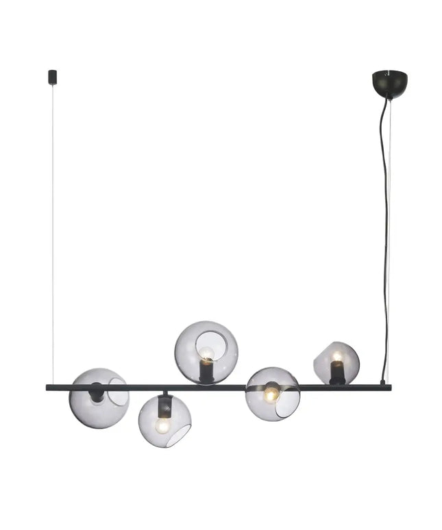 Sinus 5 Light Pendant Black & Smoked Glass - SL64413/5BK-Island Pendant Lights-Oriel Lighting