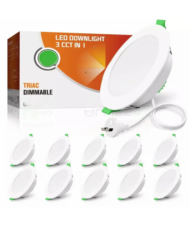 10W Tri-Colour Dimmable LED Downlight | 70mm Cut Out | Reno Sleek Mini Trade Pack
