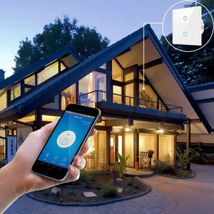 Smart WIFI Switch for Lights LED Touch Panel 1 Gang demonstrating smart home automation