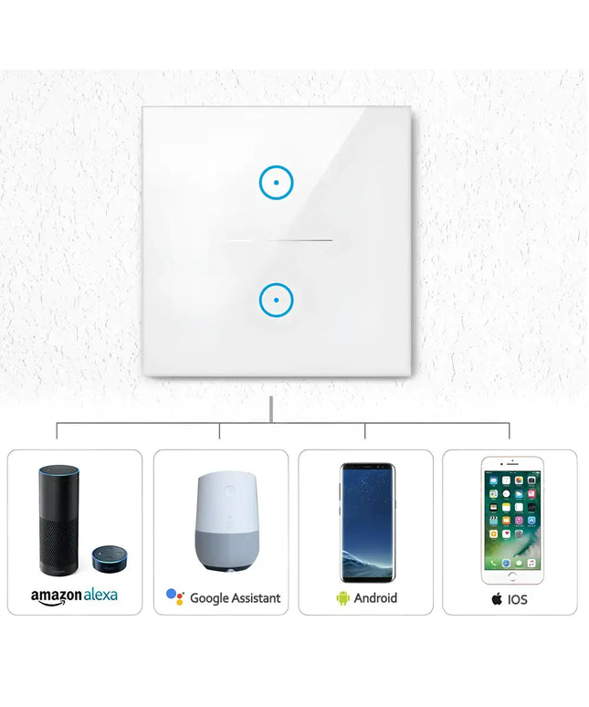 Smart WIFI Switch for Lights LED Touch Panel 1 Gang showing cross-platform compatibility