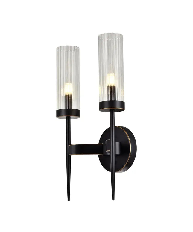 SOFIA DUO 2-Light Wall Light Aged Bronze with Free LED Globes-Wall Light-Dropli