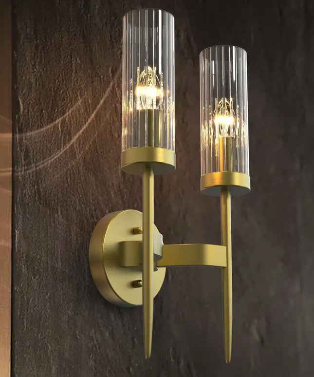 SOFIA DUO 2-Light Wall Light Aged Brass with Free LED Globe-Wall Light-Dropli