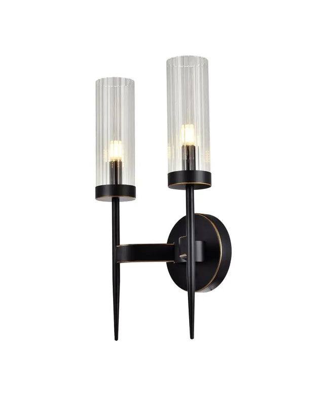 SOFIA DUO 2-Light Wall Light Aged Bronze with Free LED Globes-Wall Light-Dropli