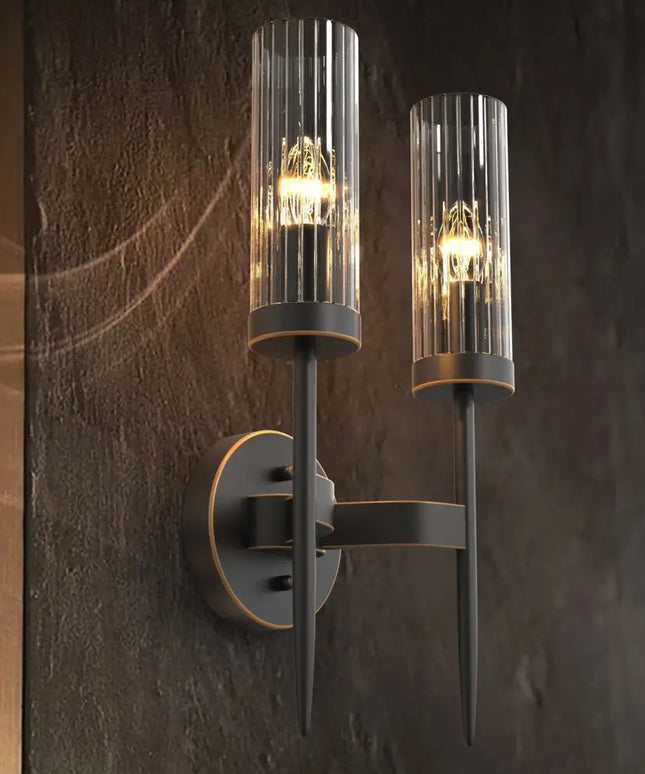 SOFIA DUO 2-Light Wall Light Aged Bronze with Free LED Globes-Wall Light-Dropli