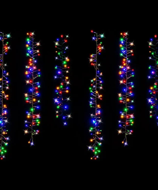 Colorful Solar 480 LED Cluster Chain Lights in Multicolor for festive illumination