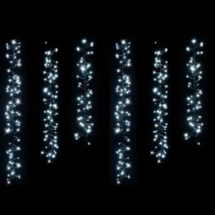 Hanging white LED fairy lights from Solar 480 LED Cluster Chain Lights available in multicolor