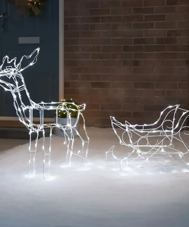 Solar Dual colour LED Reindeer and Sleigh-Christmas Figure-Lexi Lighting