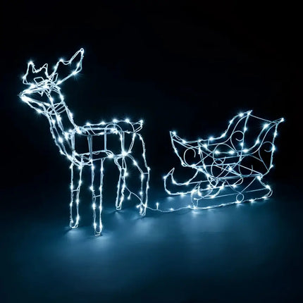 Solar Dual colour LED Reindeer and Sleigh-Christmas Figure-Lexi Lighting