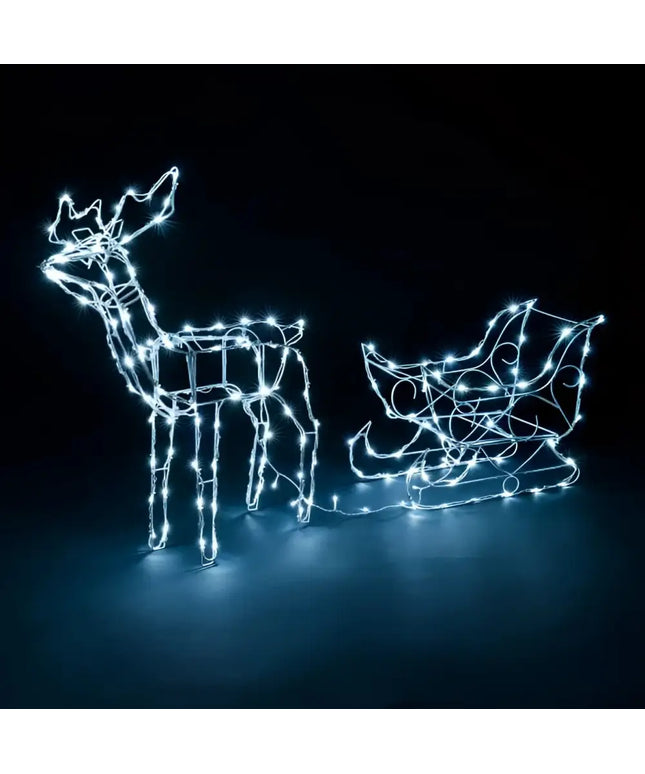 Solar Dual colour LED Reindeer and Sleigh-Christmas Figure-Lexi Lighting