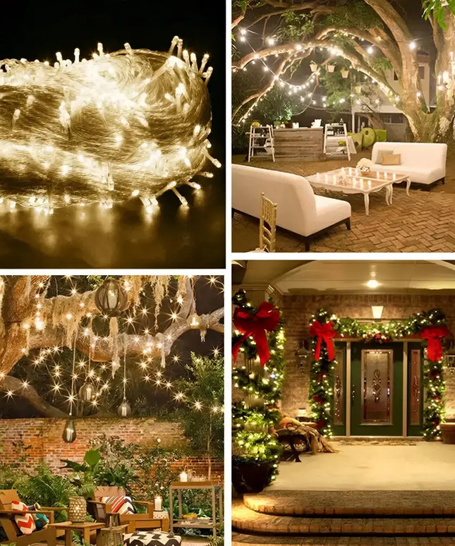 Solar Fairy String LED Lights 12M-32M Outdoor Garden Christmas Party Decor overhead illumination