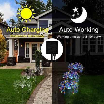 Warm White Fireworks 120 LED Fairy String Lights Starburst Solar Xmas Garden Night Lamp Hot NEW - Occasions > Christmas