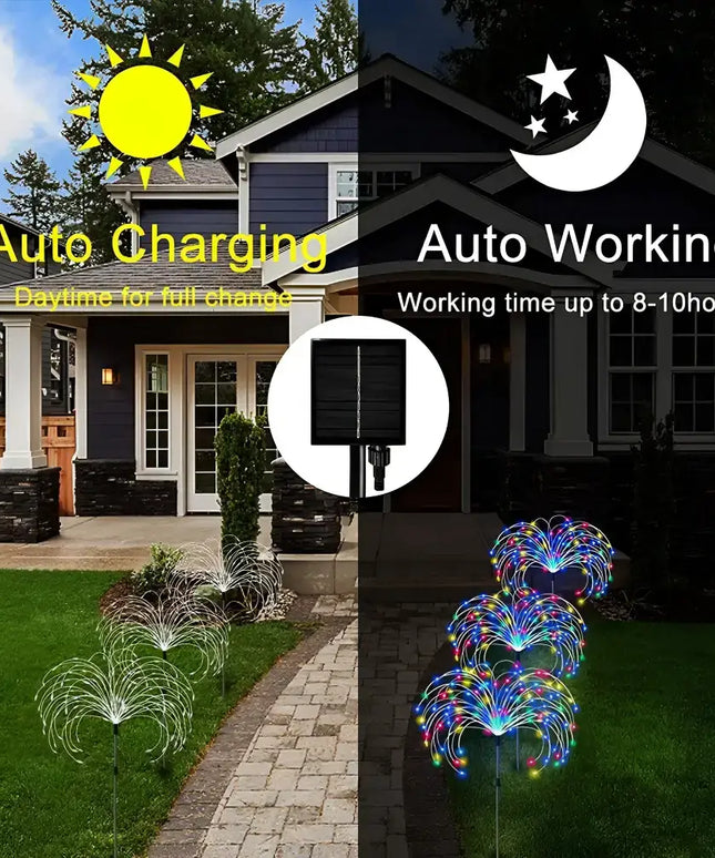 Warm White Fireworks 120 LED Fairy String Lights Starburst Solar Xmas Garden Night Lamp Hot NEW - Occasions > Christmas