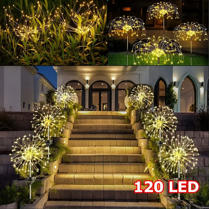 Warm White Fireworks 120 LED Fairy String Lights Starburst Solar Xmas Garden Night Lamp Hot NEW - Occasions > Christmas
