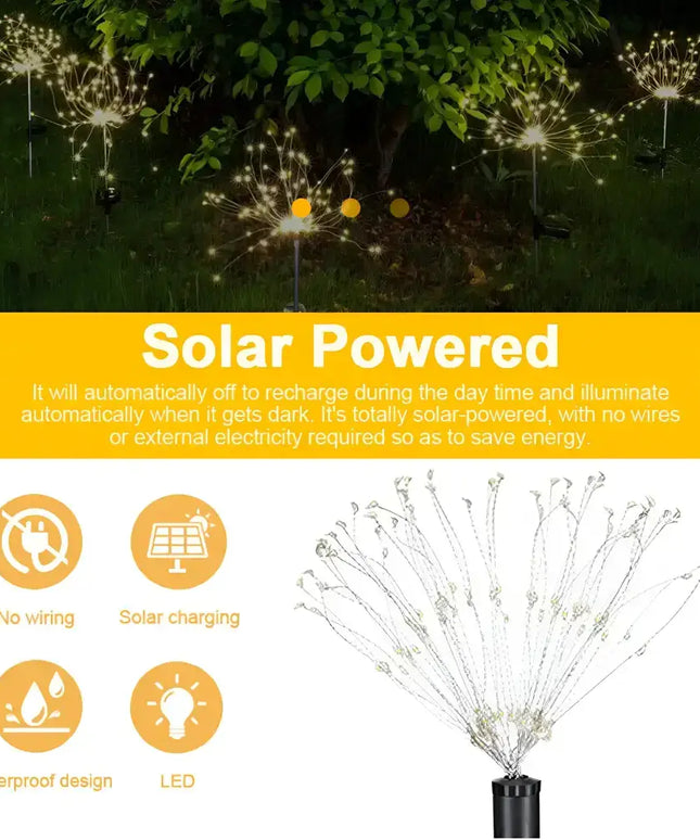 Colourful Fireworks 150 LED Fairy String Lights Starburst Solar Xmas Garden Night Lamp Hot NEW - Occasions > Christmas