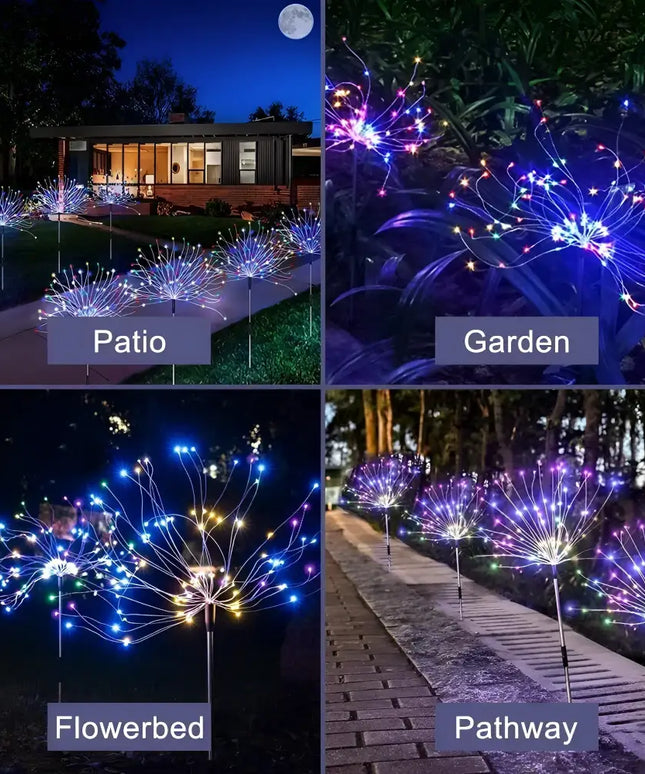 Colourful Fireworks 150 LED Fairy String Lights Starburst Solar Xmas Garden Night Lamp Hot NEW - Occasions > Christmas