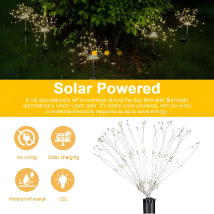Warm White Fireworks 180 LED Fairy String Lights Starburst Solar Xmas Garden Night Lamp Hot NEW - Occasions > Christmas