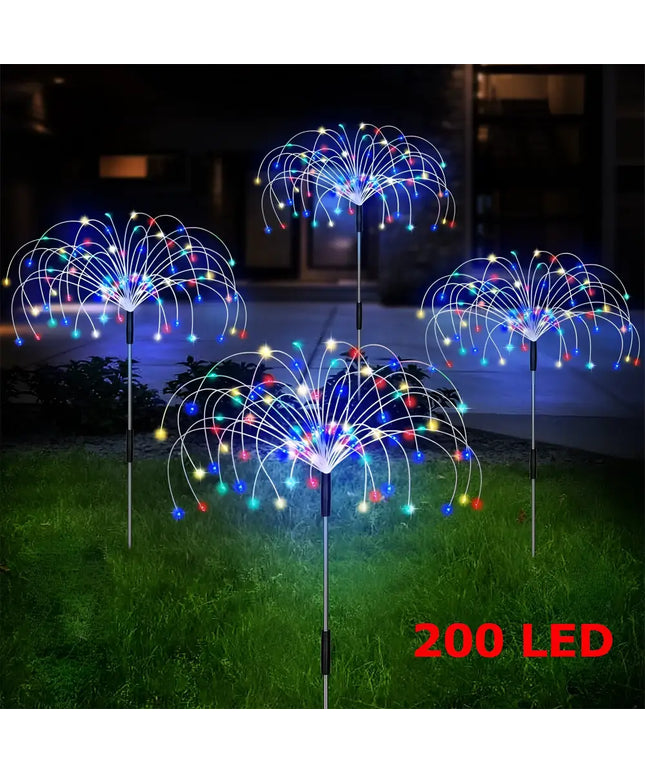Colourful Fireworks200 LEDS Fairy String Lights Starburst Solar Xmas Garden Night Lamp Hot NEW - Occasions > Christmas