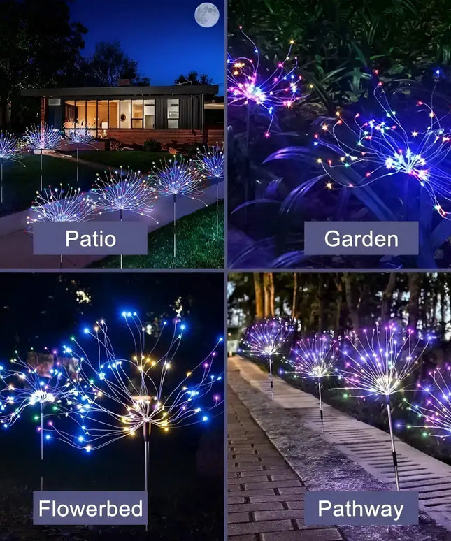 Colourful Fireworks200 LEDS Fairy String Lights Starburst Solar Xmas Garden Night Lamp Hot NEW - Occasions > Christmas