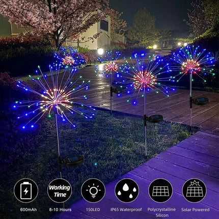 Colourful Fireworks200 LEDS Fairy String Lights Starburst Solar Xmas Garden Night Lamp Hot NEW - Occasions > Christmas