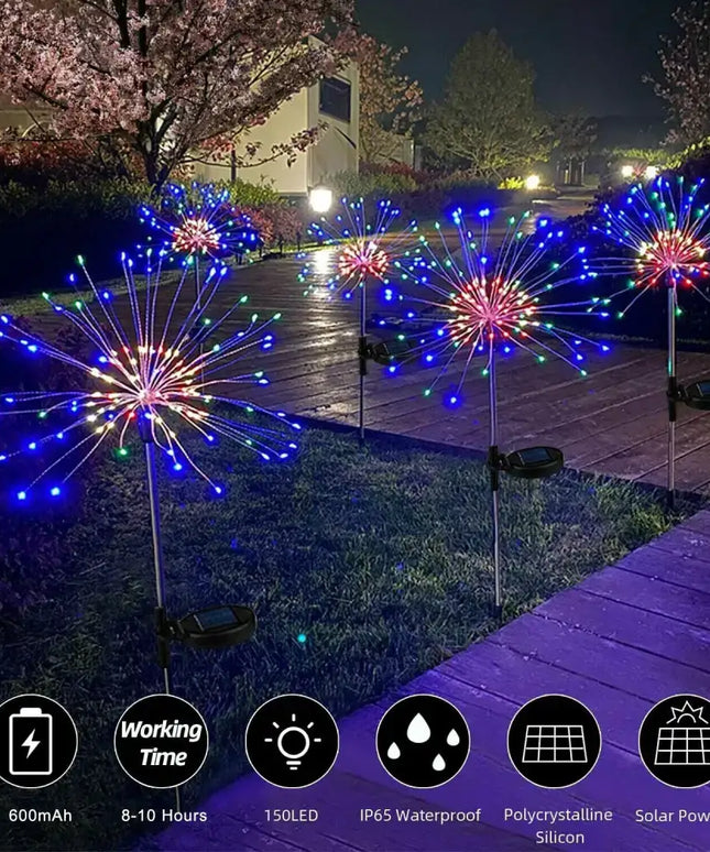 Colourful Fireworks200 LEDS Fairy String Lights Starburst Solar Xmas Garden Night Lamp Hot NEW - Occasions > Christmas