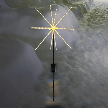 Solar Fireworks Starburst Light with Remote Control 8 Modes Path Lights - 1 x Warm White - Christmas Path Light