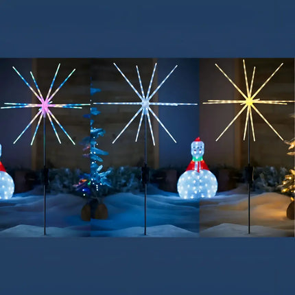 Solar Fireworks Starburst Light with Remote Control 8 Modes Path Lights - Christmas Path Light