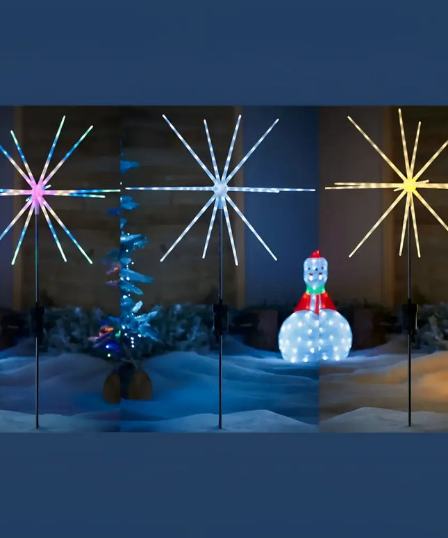 Solar Fireworks Starburst Light with Remote Control 8 Modes Path Lights - Christmas Path Light