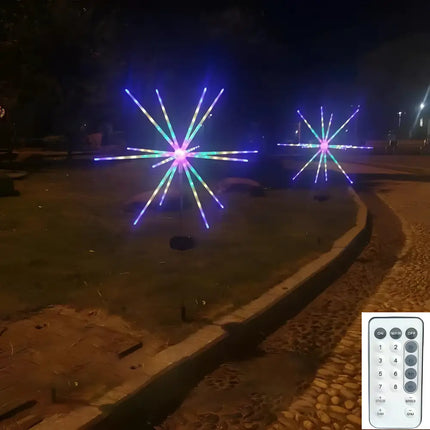 Solar Fireworks Starburst Light with Remote Control 8 Modes Path Lights - Christmas Path Light